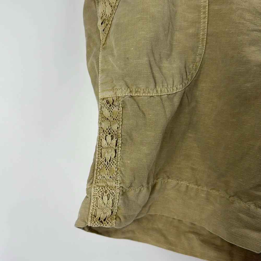 Coldwater Creek Linen blend summer shorts lace trim relaxed fit boho neutral